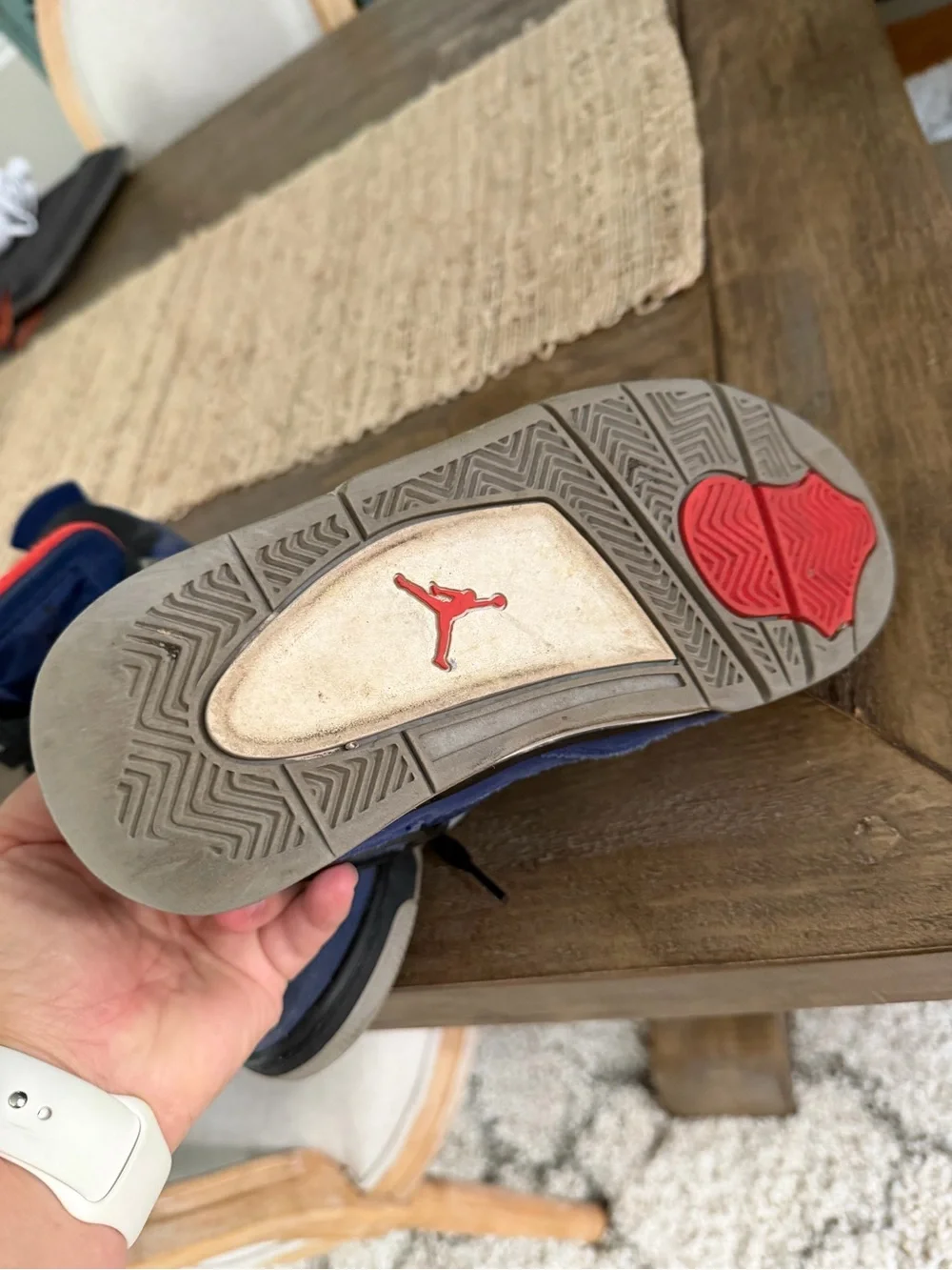 Jordan Kids Navy Blue and Red Suede Sneakers